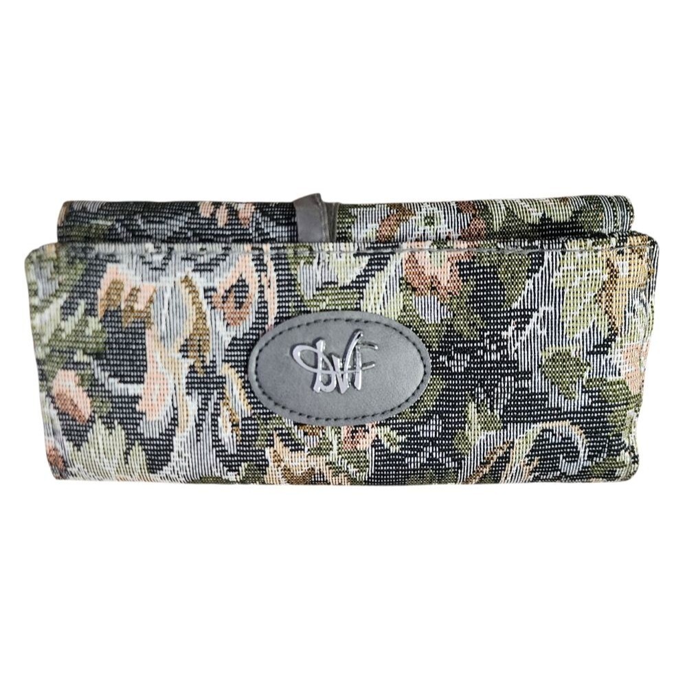 Diane Von Furstenburg Jewelry Travel Organizer Floral Tapestry Case Tie Zip Snap